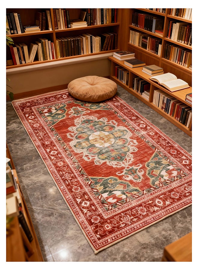 Noon East Carpet Rug Anti-Slip-  Size- 91 x 153 cm - 3x5 ft | Royal Heritage Design | Color- Brick Red| Ideal as Carpets for Living room, Bedroom, Office, Entry hallways, Foyers or balcony - Image 5